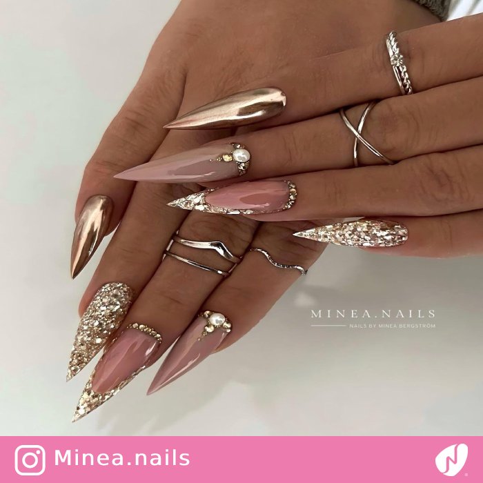 Stiletto Champagne Nails